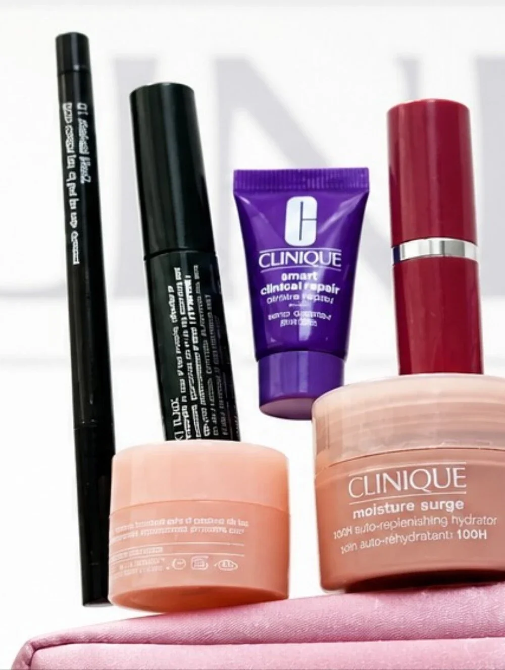 Clinique Pink Cosmetic Pouch with Pink & Lavender Skincare Set
